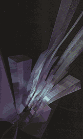 Crystallization of an information structure - the out view. Computer simulation by Malgorzata Miskiewicz-Bugajski, 1998